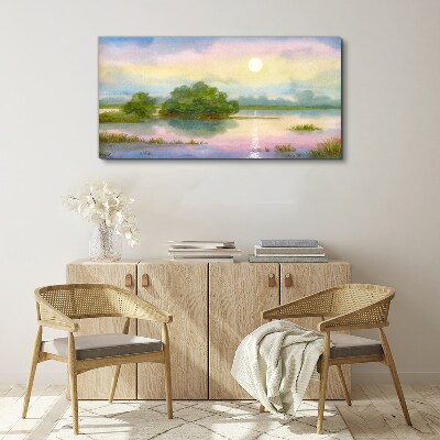 A peaceful landscape by the water Canvas print