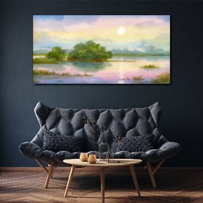 A peaceful landscape by the water Canvas print