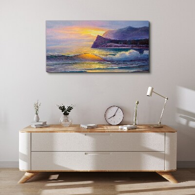 Sunset over the ocean Canvas Wall art