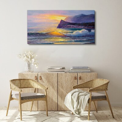 Sunset over the ocean Canvas Wall art