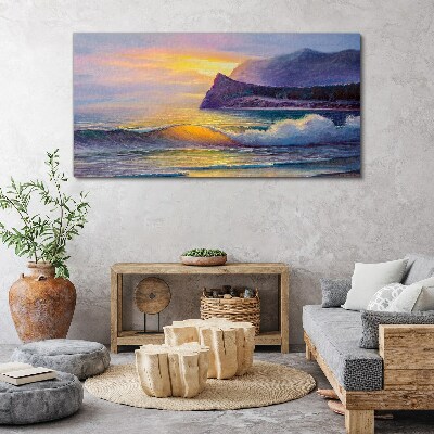 Sunset over the ocean Canvas Wall art