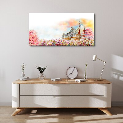 Abstraction flowers castle Canvas Wall art