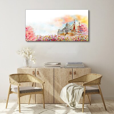 Abstraction flowers castle Canvas Wall art