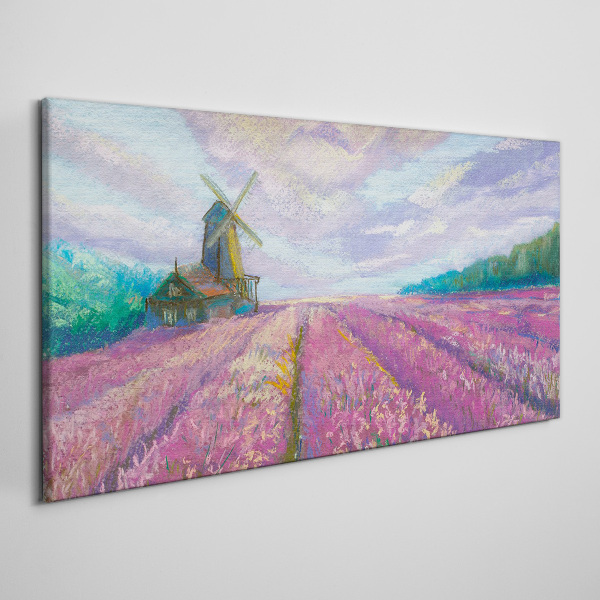 Flower landscape with a windmill Canvas Wall art