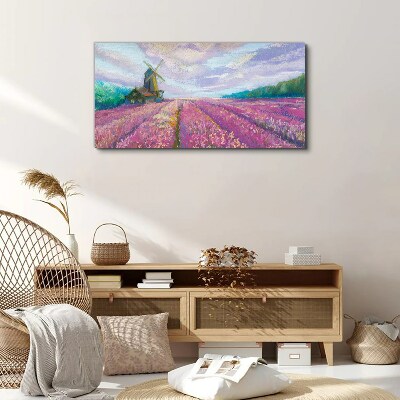 Flower landscape with a windmill Canvas Wall art
