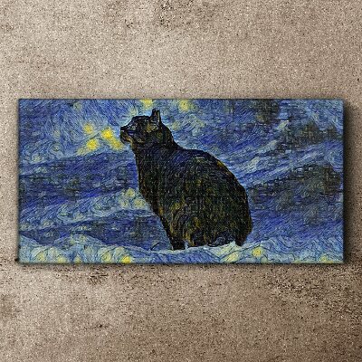 Abstraction night cat stars Canvas Wall art