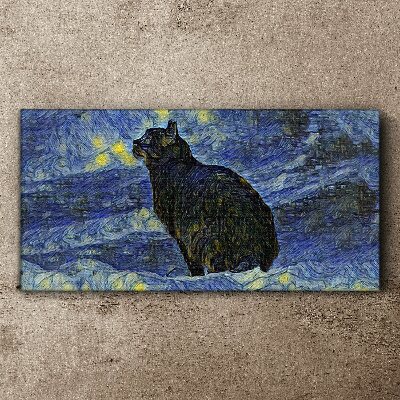 Cat in the night sky Canvas Wall art