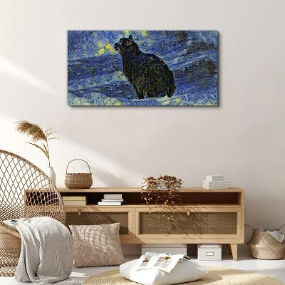 Cat in the night sky Canvas Wall art