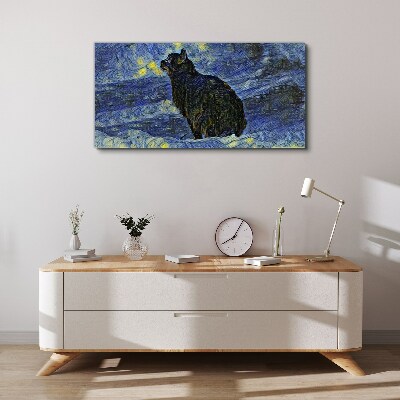 Cat in the night sky Canvas Wall art