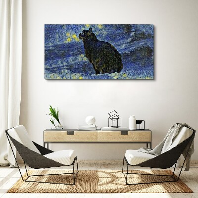 Cat in the night sky Canvas Wall art