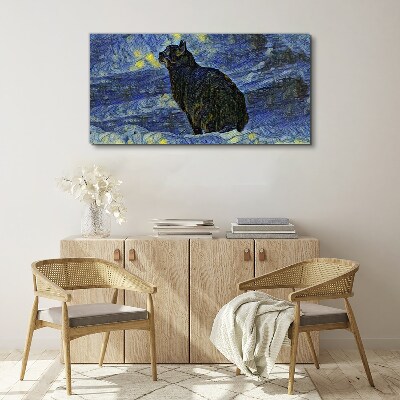 Cat in the night sky Canvas Wall art