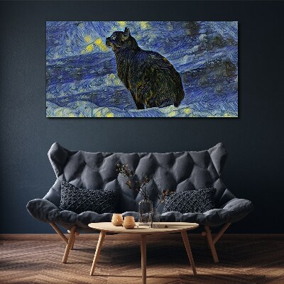 Cat in the night sky Canvas Wall art