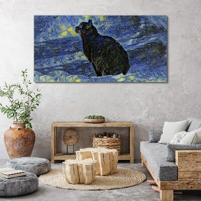 Cat in the night sky Canvas Wall art