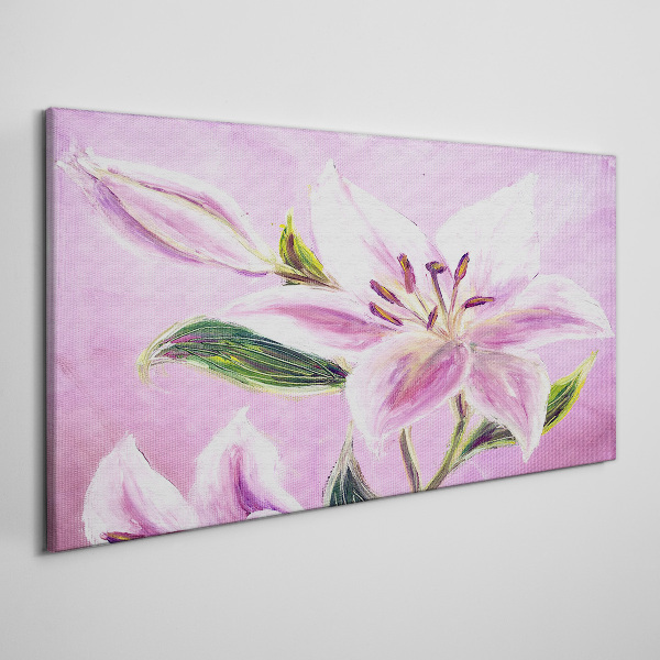 Pink lilies on a pastel background Canvas Wall art
