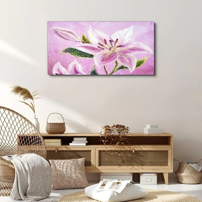 Pink lilies on a pastel background Canvas Wall art