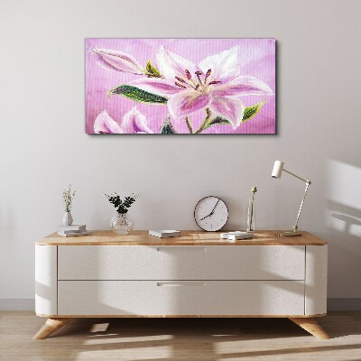 Pink lilies on a pastel background Canvas Wall art