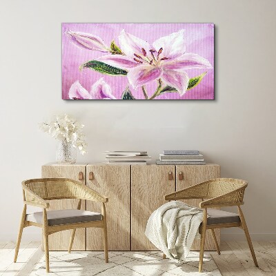 Pink lilies on a pastel background Canvas Wall art
