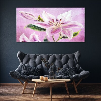 Pink lilies on a pastel background Canvas Wall art