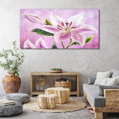 Pink lilies on a pastel background Canvas Wall art