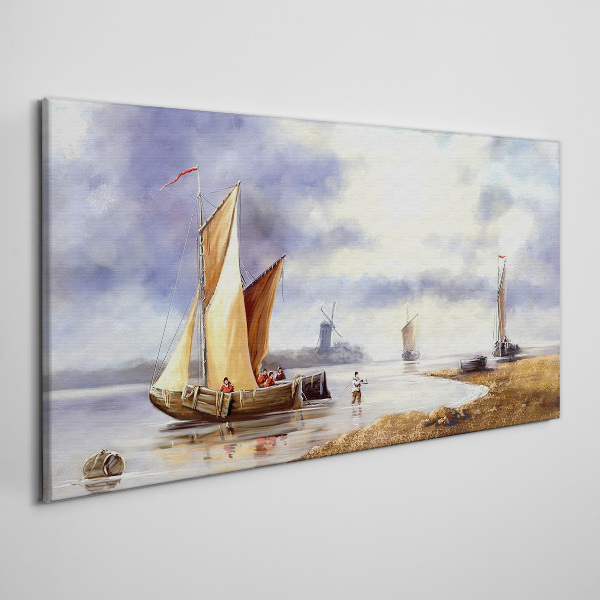 A quiet port with sailboats Canvas print