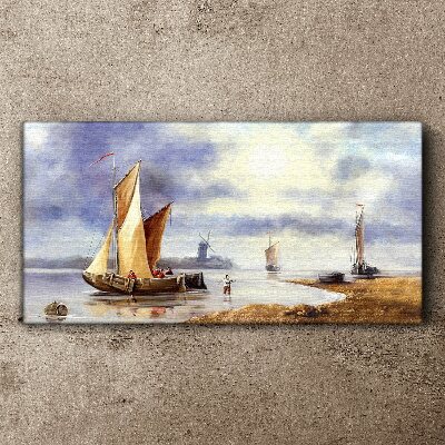 A quiet port with sailboats Canvas print