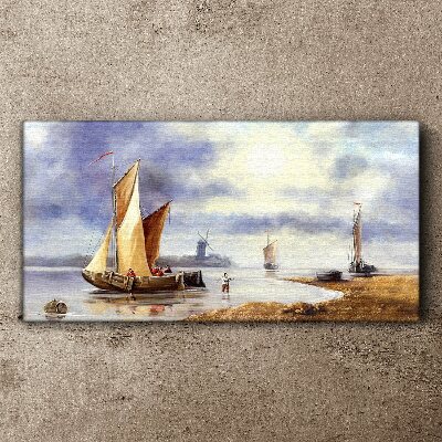 Painting the ship fisherman Canvas print