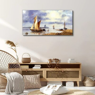 A quiet port with sailboats Canvas print