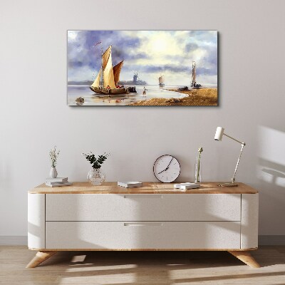 A quiet port with sailboats Canvas print