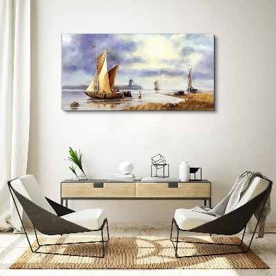 A quiet port with sailboats Canvas print
