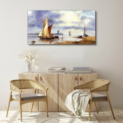 A quiet port with sailboats Canvas print