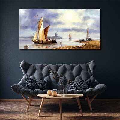 A quiet port with sailboats Canvas print