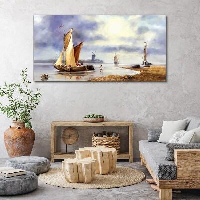 A quiet port with sailboats Canvas print