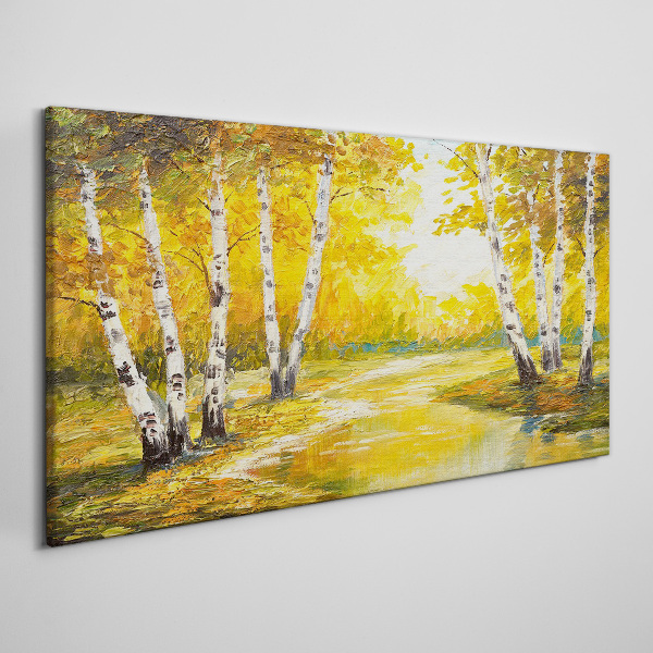 Golden autumn among the birches Canvas print