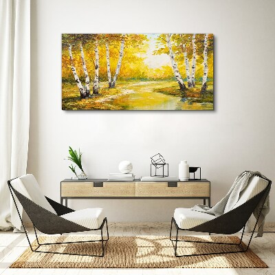 Golden autumn among the birches Canvas print