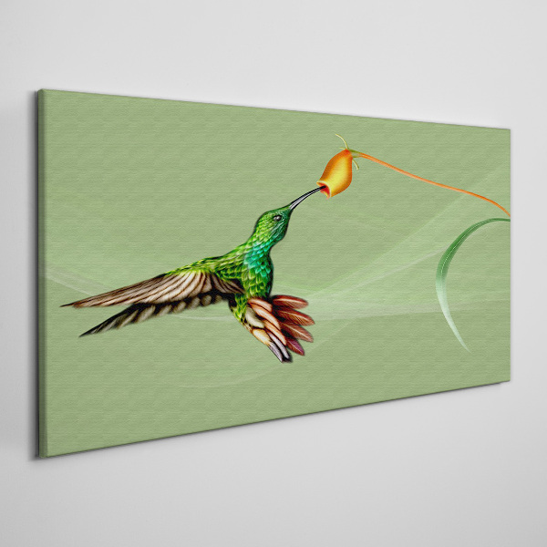 Hummingbird at a flower Canvas Wall art