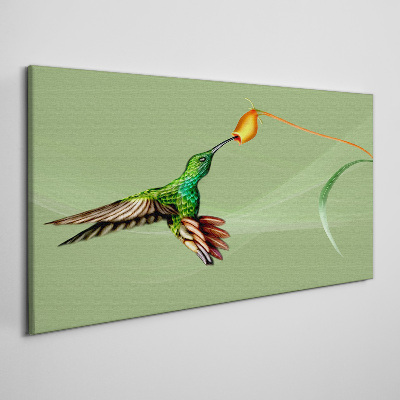 Hummingbird at a flower Canvas Wall art