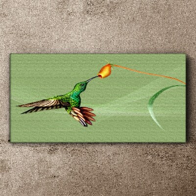Hummingbird at a flower Canvas Wall art