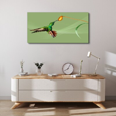 Hummingbird at a flower Canvas Wall art