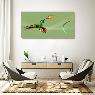 Hummingbird at a flower Canvas Wall art