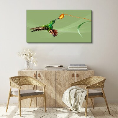 Hummingbird at a flower Canvas Wall art