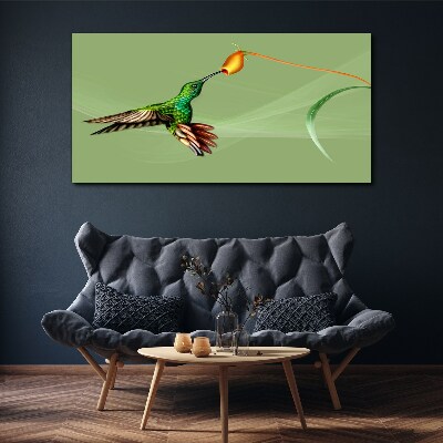 Hummingbird at a flower Canvas Wall art