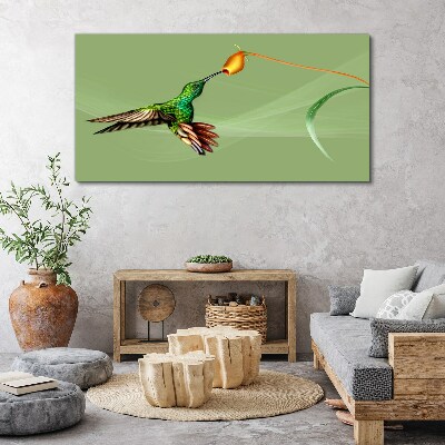 Hummingbird at a flower Canvas Wall art