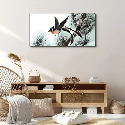 A bird in flight over the pines Canvas Wall art