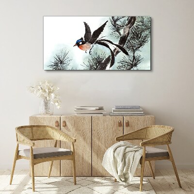 A bird in flight over the pines Canvas Wall art