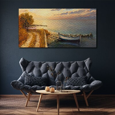 A quiet port in the setting sun Canvas Wall art