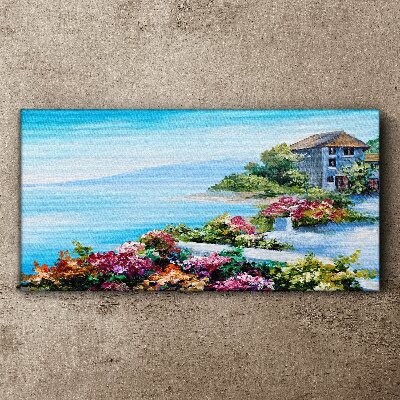 Seaside landscape with flowers Canvas print