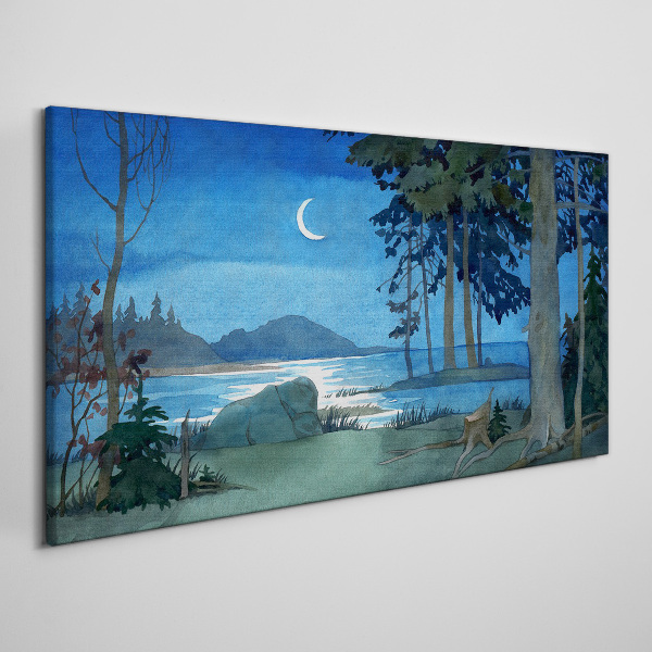 Night landscape over the water Canvas print