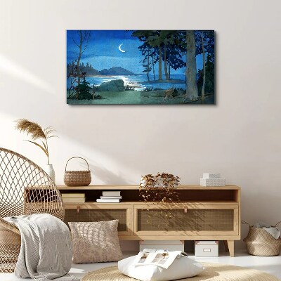 Night landscape over the water Canvas print