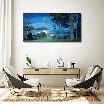 Night landscape over the water Canvas print
