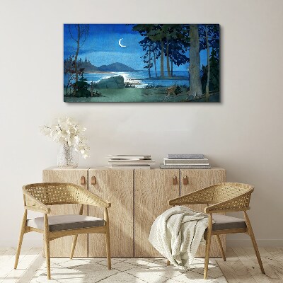 Night landscape over the water Canvas print